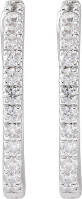 14K White Gold 1/3 CTW Lab-Grown Diamond 16.3 mm Hoop Earrings
