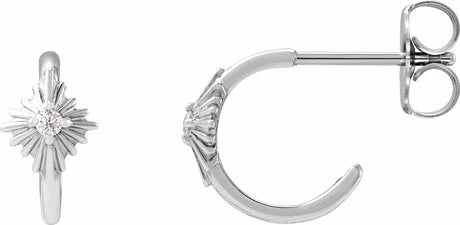 14K White Gold .03 CTW Natural Diamond 10 mm Star Hoop Earrings