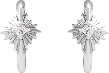 14K White Gold .03 CTW Natural Diamond 10 mm Star Hoop Earrings