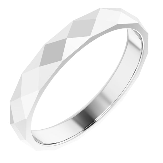 Sterling Silver 3.5 mm Geometric Faceted Flat Band Size 5.5