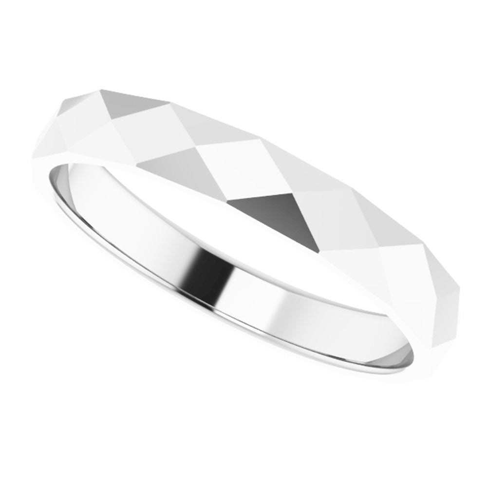 Sterling Silver 3.5 mm Geometric Faceted Flat Band Size 5.5