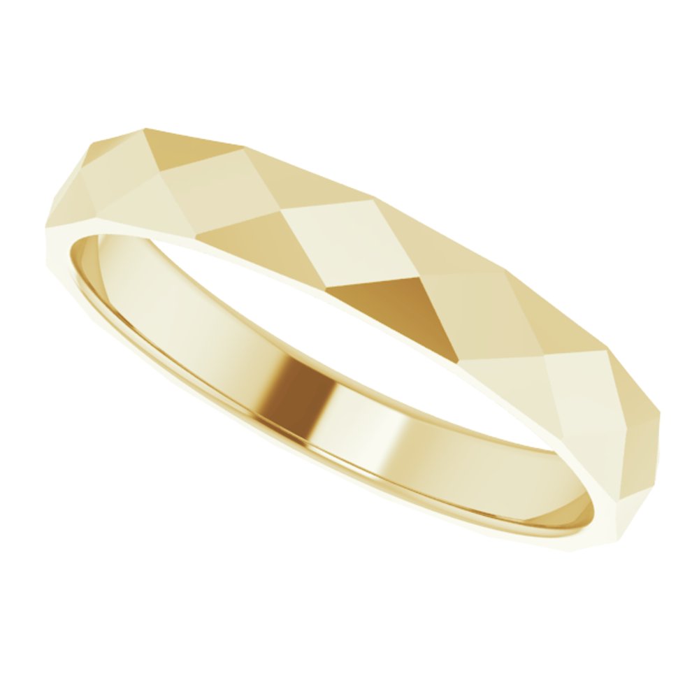 14K Yellow Gold 3.5 mm Geometric Faceted Flat Band Size 7