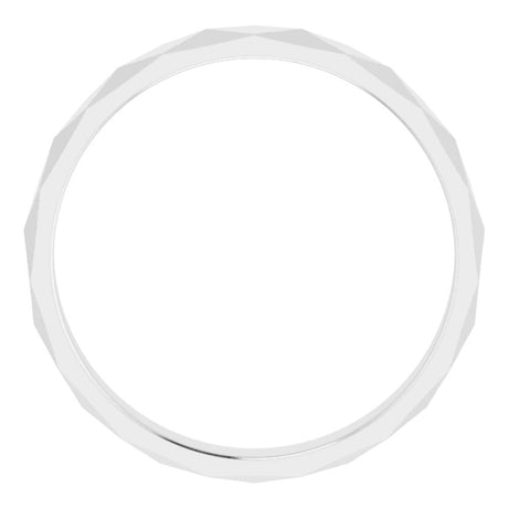 14K White 3.5 mm Geometric Faceted Flat Band