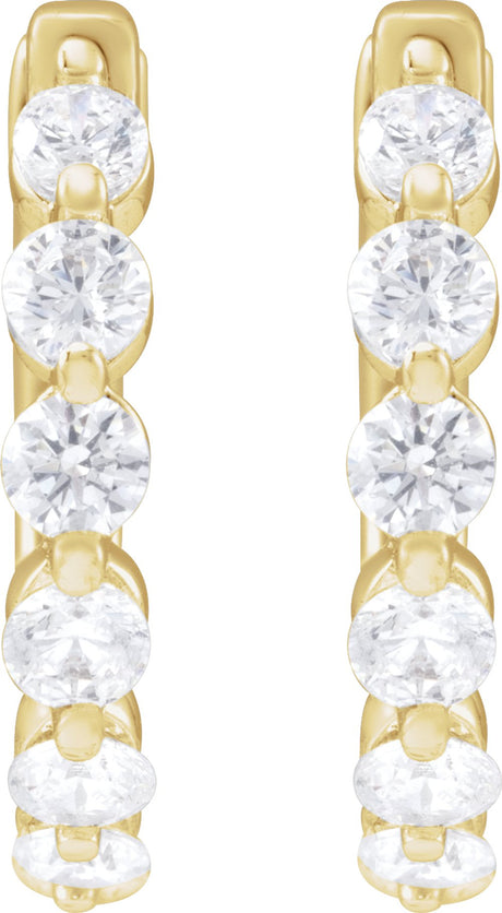 14K Yellow 3/4 CTW Lab-Grown Diamond Hoop Earrings