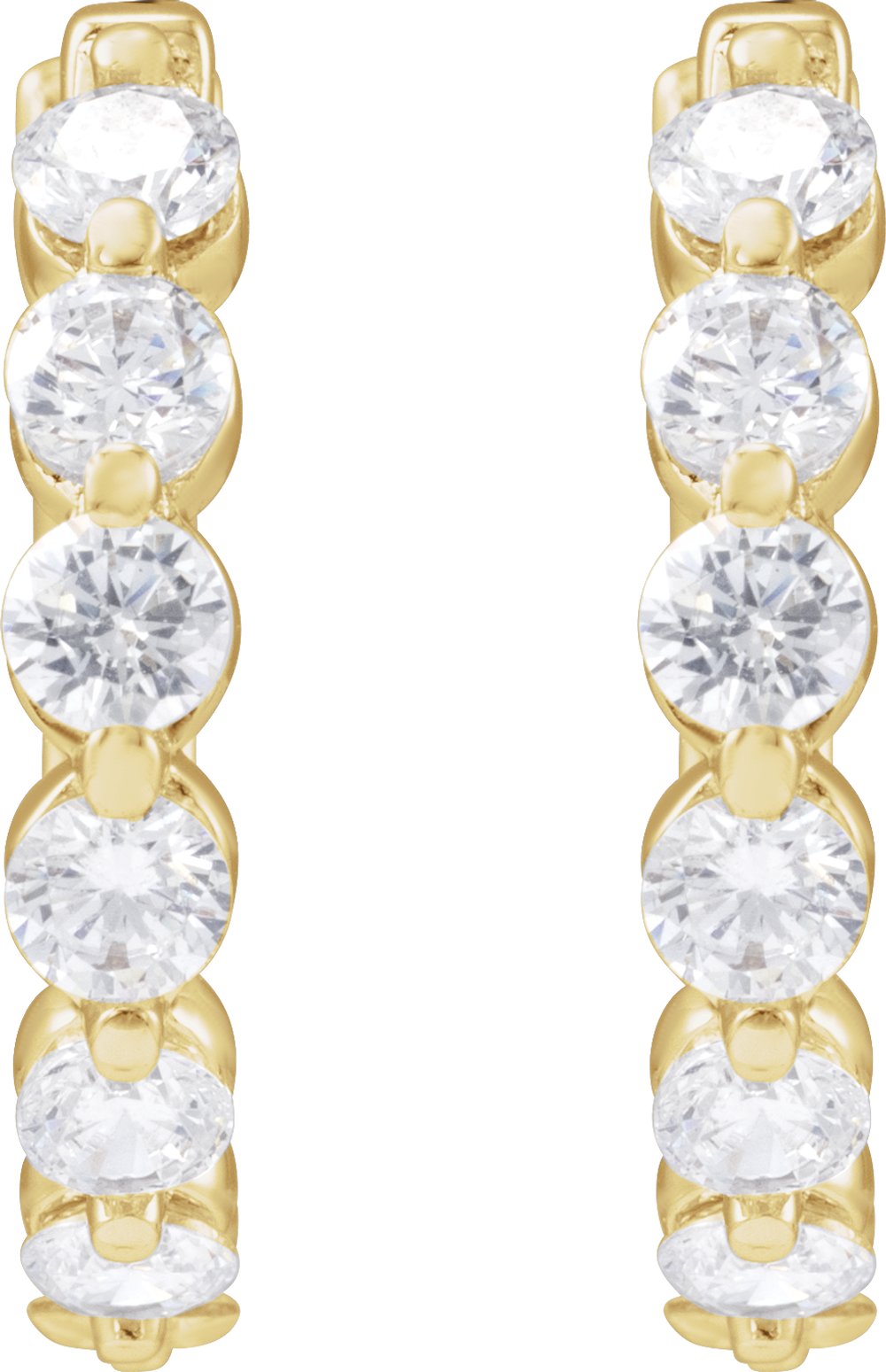 14K Yellow Gold 1 CTW Lab-Grown Diamond Hoop Earrings
