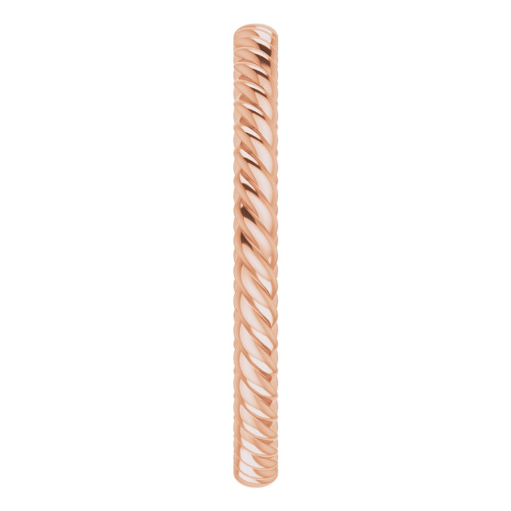 14K Rose 2.2 mm Skinny Rope Band Size 10