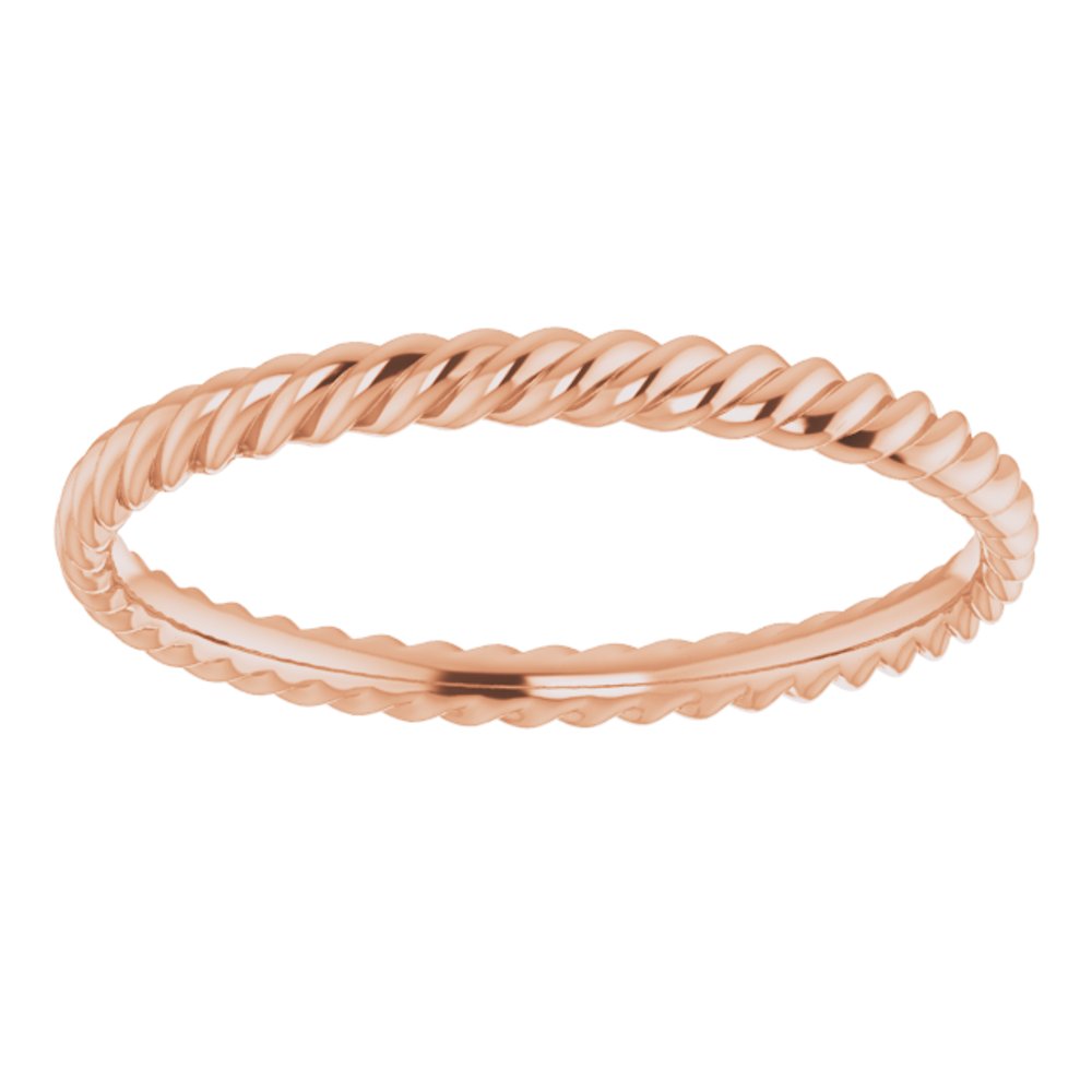 14K Rose 2.2 mm Skinny Rope Band Size 10
