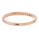 14K Rose 2.2 mm Skinny Rope Band Size 10