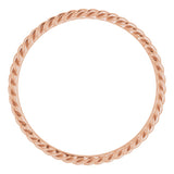 14K Rose 2.2 mm Skinny Rope Band Size 10