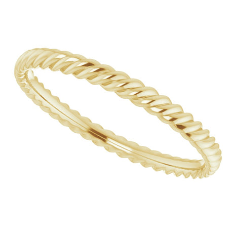 14K Yellow 2.2 mm Skinny Rope Band Size 9.5