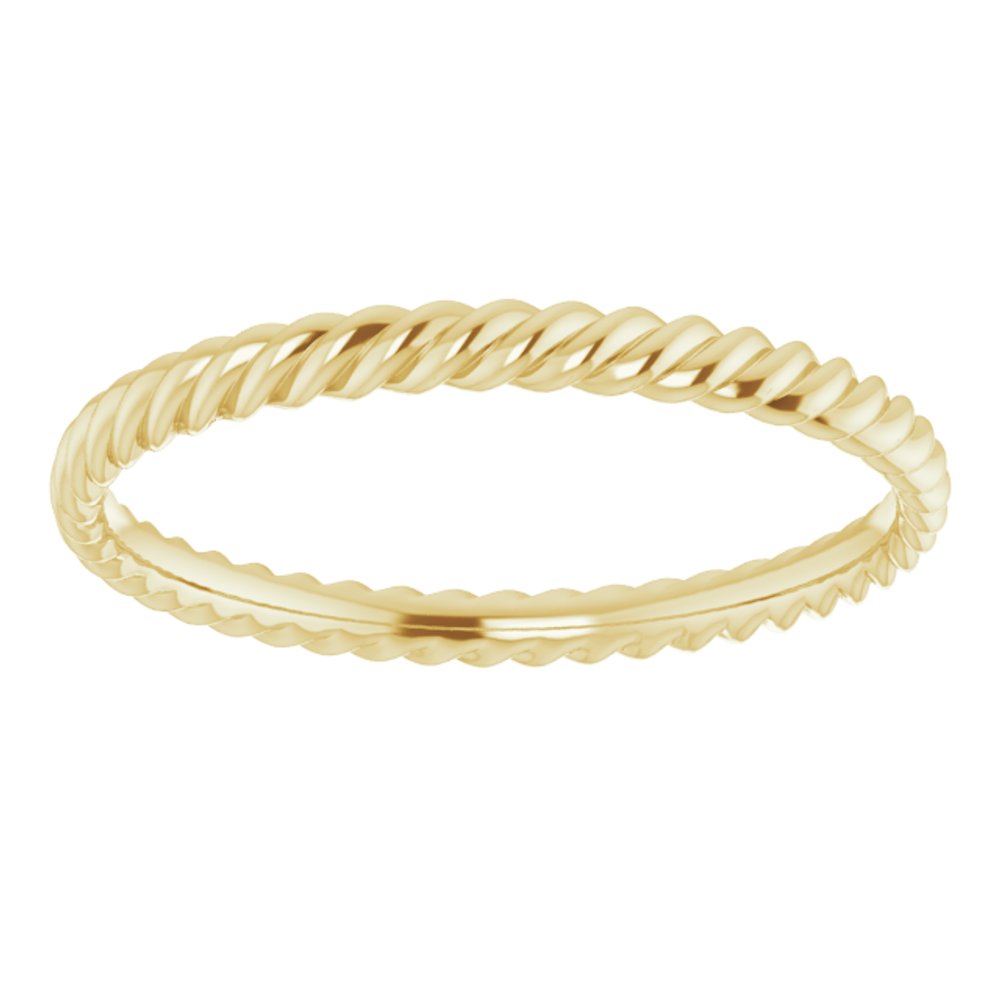 14K Yellow 2.2 mm Skinny Rope Band Size 9.5