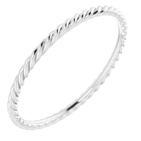 14K White Gold 1.51 mm Skinny Rope Band Size 10