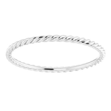 14K White Gold 1.51 mm Skinny Rope Band Size 10