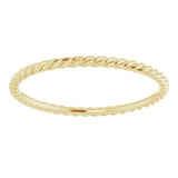 18K Yellow 1.51 mm Skinny Rope Band Size 10