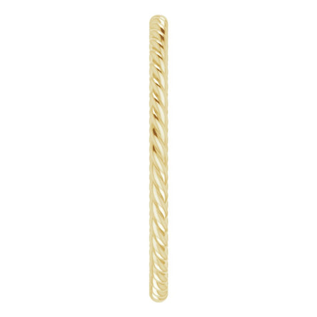 10K Yellow Gold 1.51 mm Skinny Rope Band Size 10