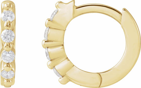 14K Yellow Gold 1/10 CTW Natural Diamond 10.74 mm Hinged Hoop Earrings