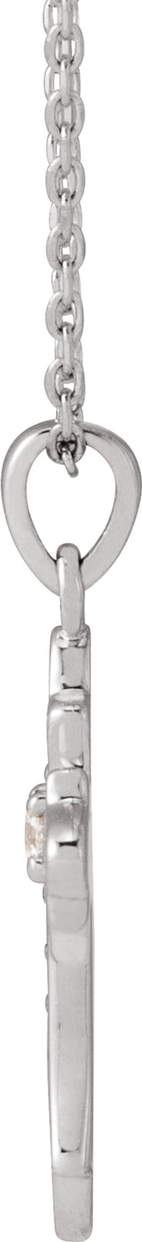 14K White Gold .08 CTW Natural Diamond Vintage-Inspired Cross 16-18" Necklace