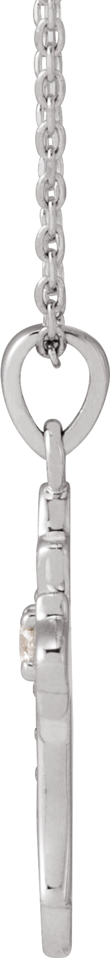 14K White Gold .08 CTW Natural Diamond Vintage-Inspired Cross 16-18" Necklace