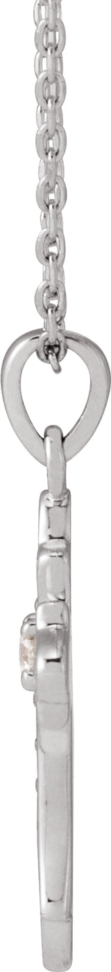 14K White Gold .08 CTW Natural Diamond Vintage-Inspired Cross 16-18" Necklace