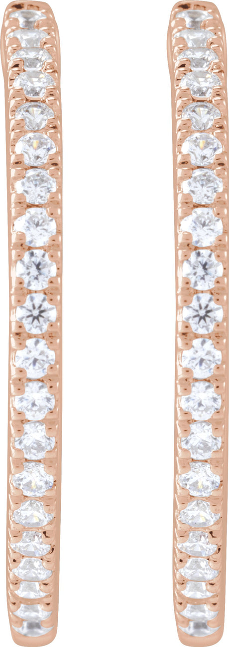 14K Rose 1/2 CTW Lab-Grown Diamond 22.9 mm Hoop Earrings