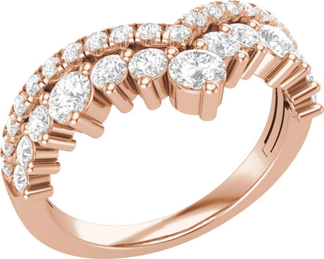 14K Rose Gold 1 CTW Lab-Grown Diamond Contour Band