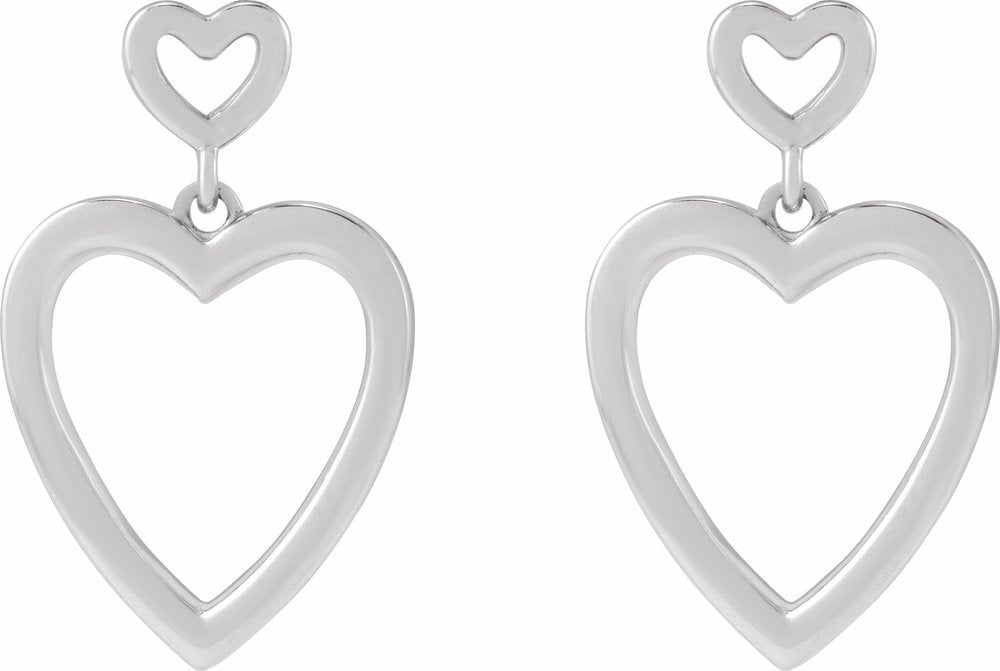 Sterling Silver Dangle Heart Earrings