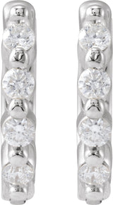 Sterling Silver 1/10 CTW Natural Diamond 10.74 mm Hinged Hoop Earrings