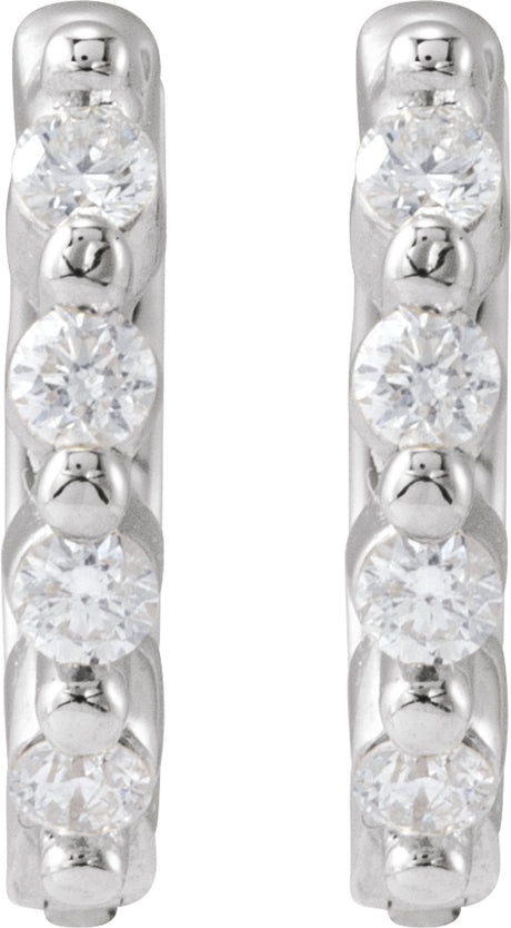 Sterling Silver 1/10 CTW Natural Diamond 10.74 mm Hinged Hoop Earrings