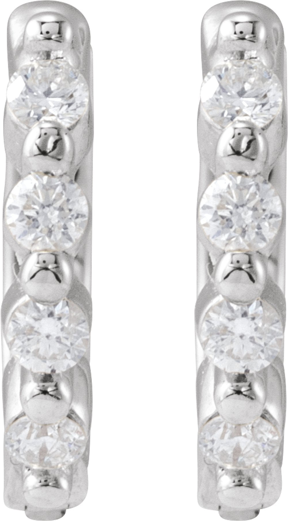 Sterling Silver 1/10 CTW Natural Diamond 10.74 mm Hinged Hoop Earrings