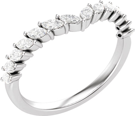 14K White Gold 3/8 CTW Natural Diamond Contour Band