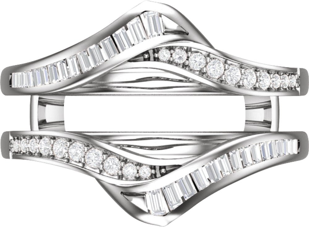 14K White Gold 5/8 CTW Natural Diamond Ring Guard