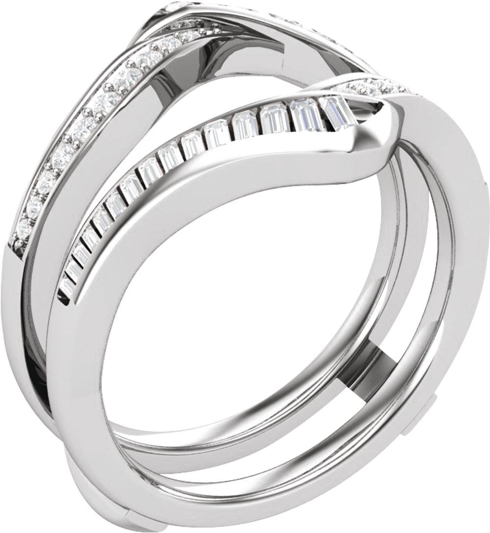 14K White Gold 5/8 CTW Natural Diamond Ring Guard