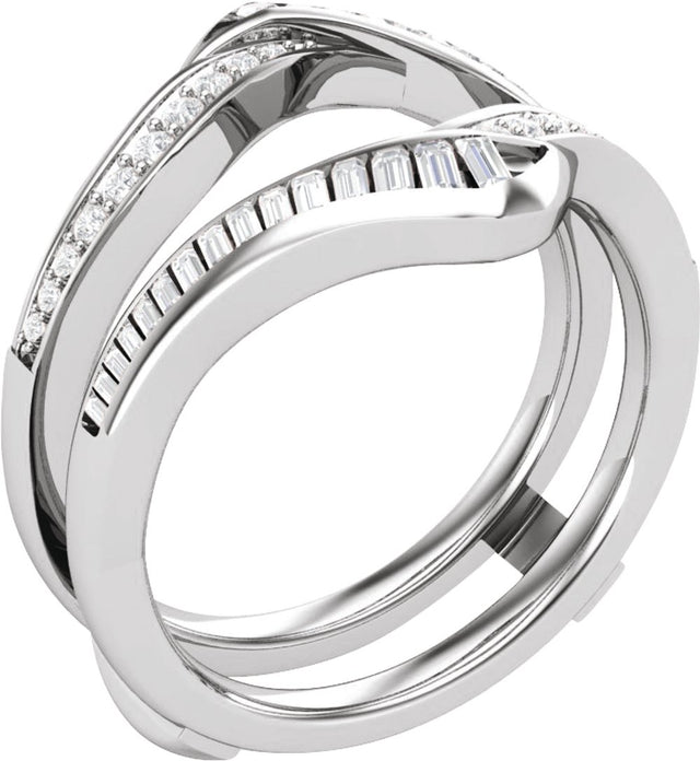 14K White Gold 5/8 CTW Natural Diamond Ring Guard