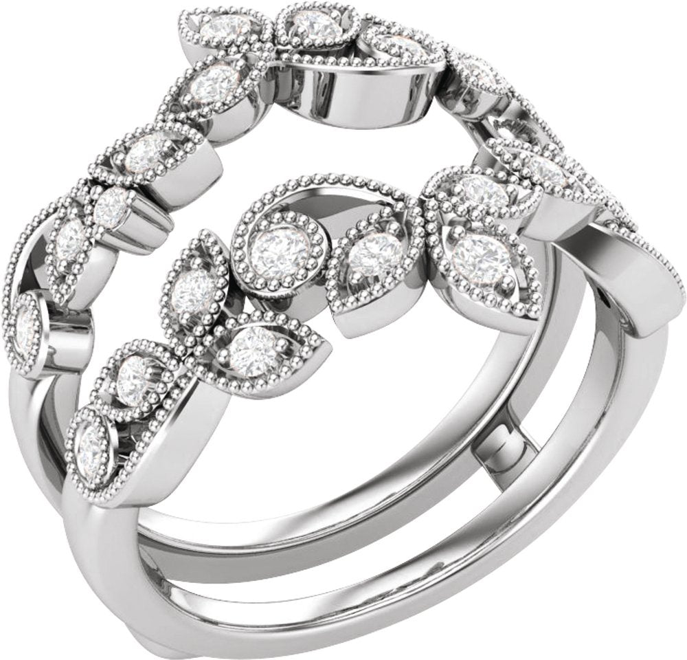 14K White Gold 1/3 CTW Natural Diamond Ring Guard