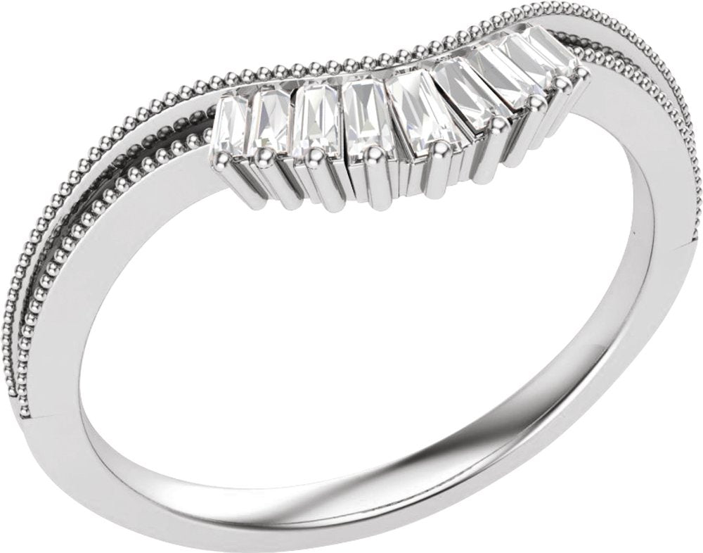 14K White Gold 1/6 CTW Natural Diamond Contour Band