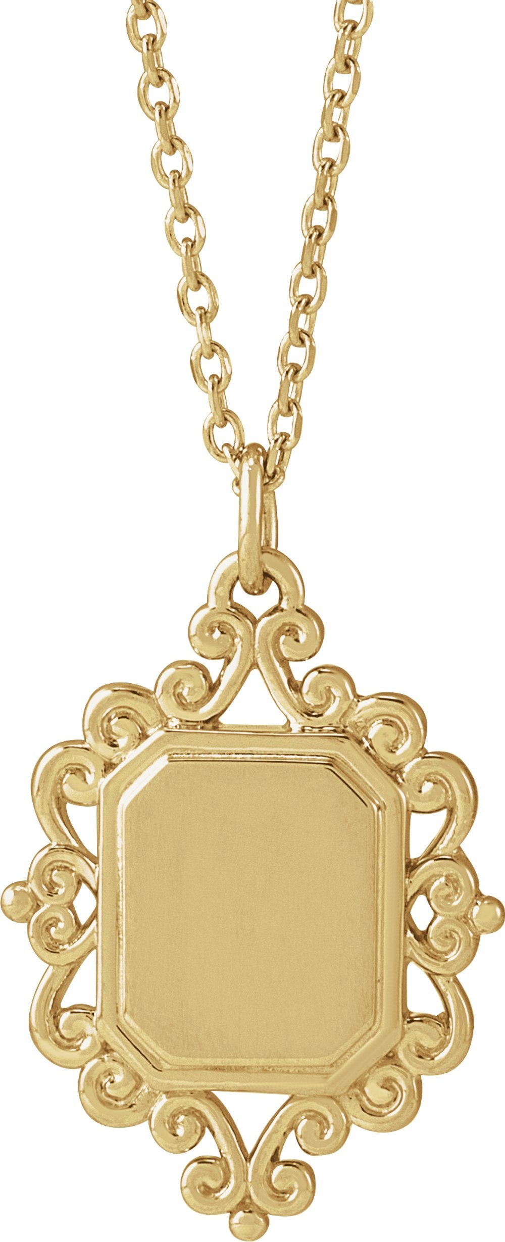 14K Yellow Engravable Scroll 16-18" Necklace