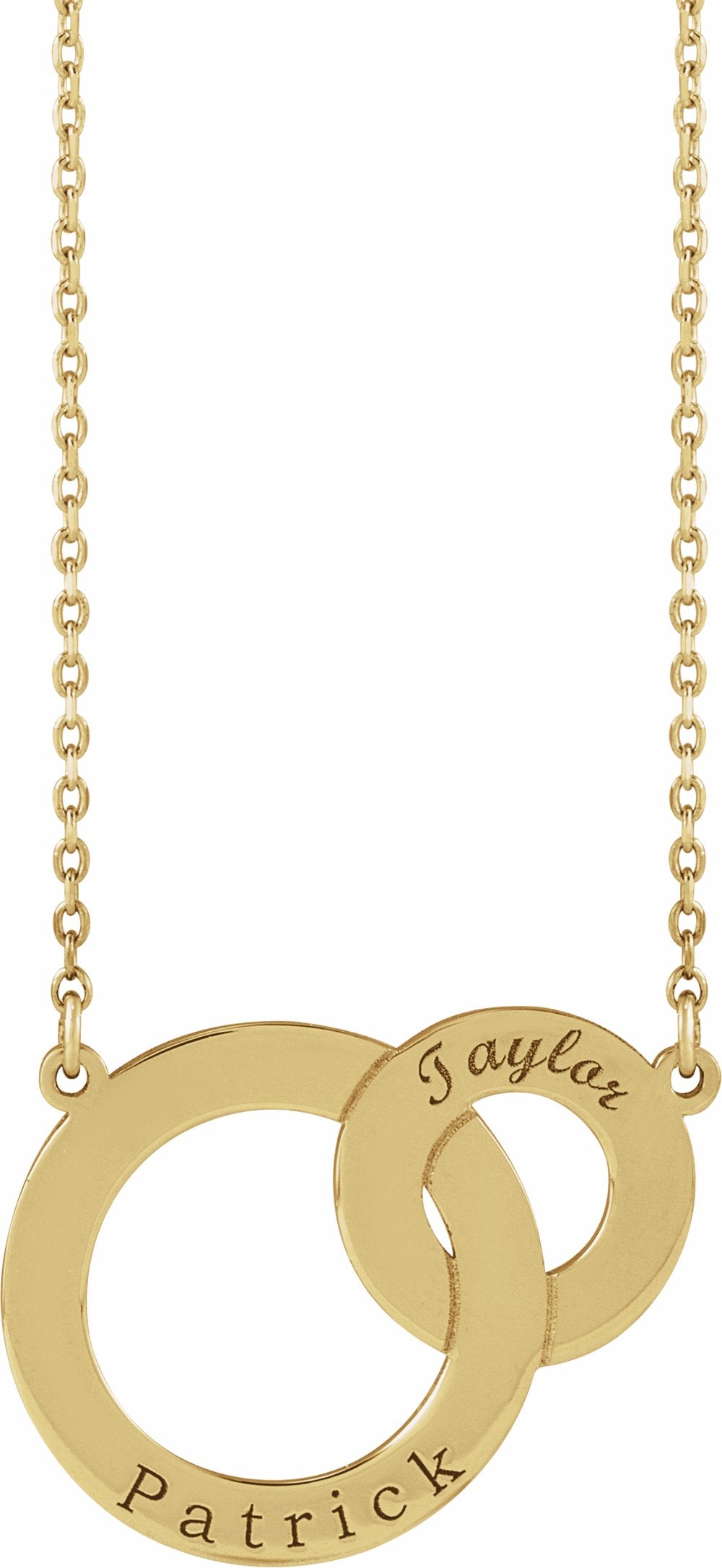 14K Yellow Gold Engravable Interlocking Circles 18" Necklace