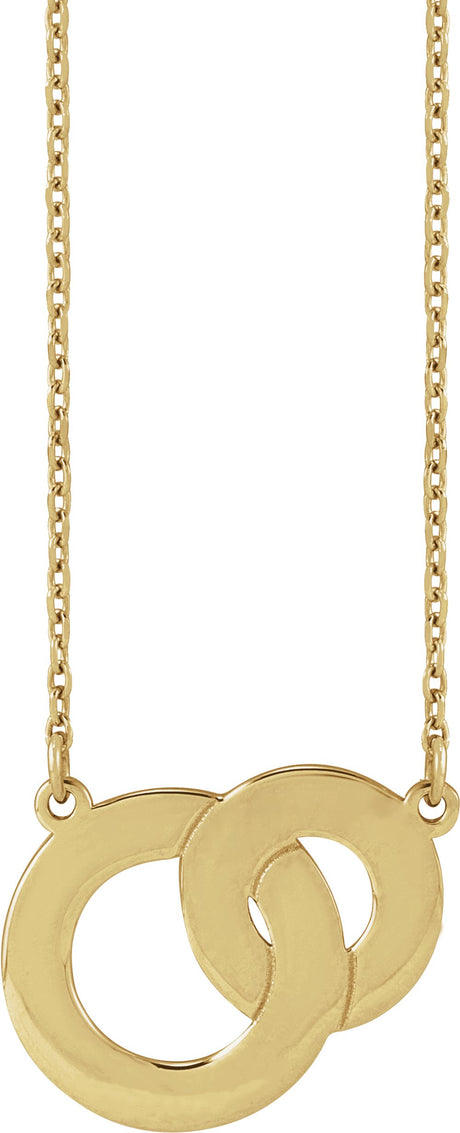 14K Yellow Gold Engravable Interlocking Circles 18" Necklace