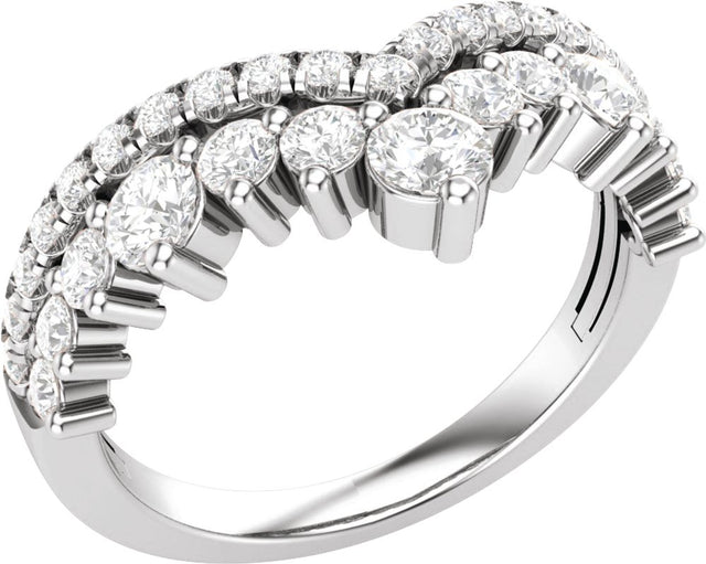 14K White 1 CTW Lab-Grown Diamond Contour Band