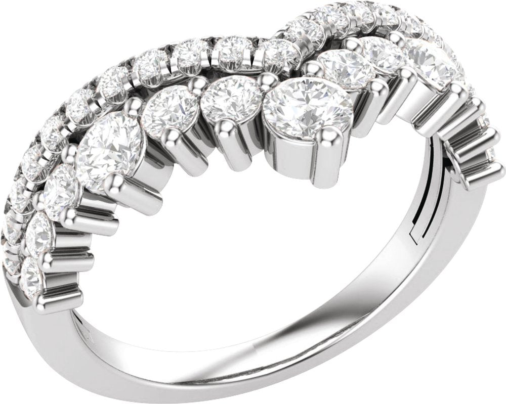 14K White Gold 1 CTW Lab-Grown Diamond Contour Band