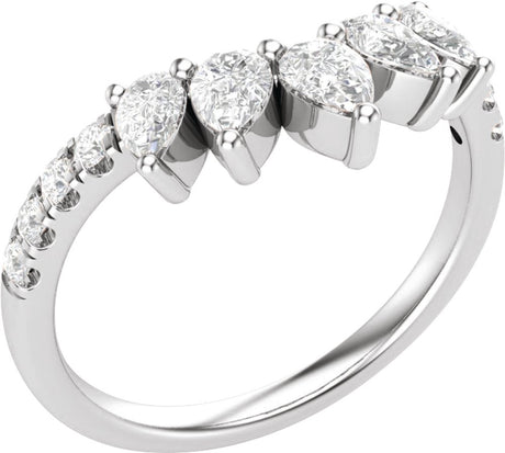 14K White 3/4 CTW Lab-Grown Diamond Contour Band