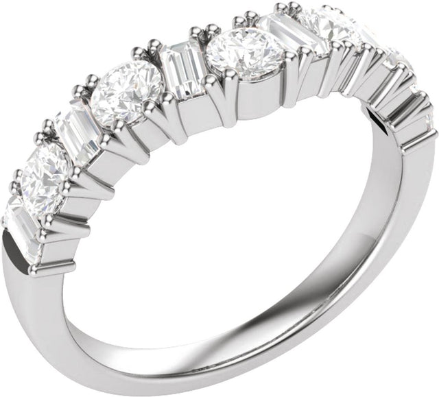 14K White Gold 1 CTW Lab-Grown Diamond Contour Band