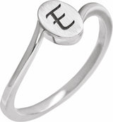 14K White Engravable Oval Signet Ring