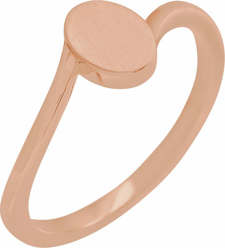 14K Rose Engravable Oval Signet Ring