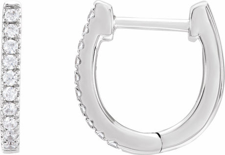 14K White 1/6 CTW Lab-Grown Diamond Hoop Earrings