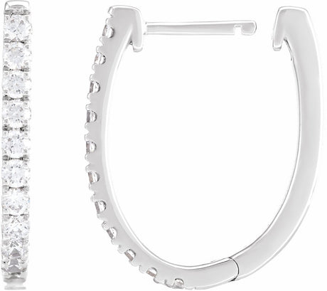 14K White Gold 3/4 CTW Lab-Grown Diamond Hoop Earrings