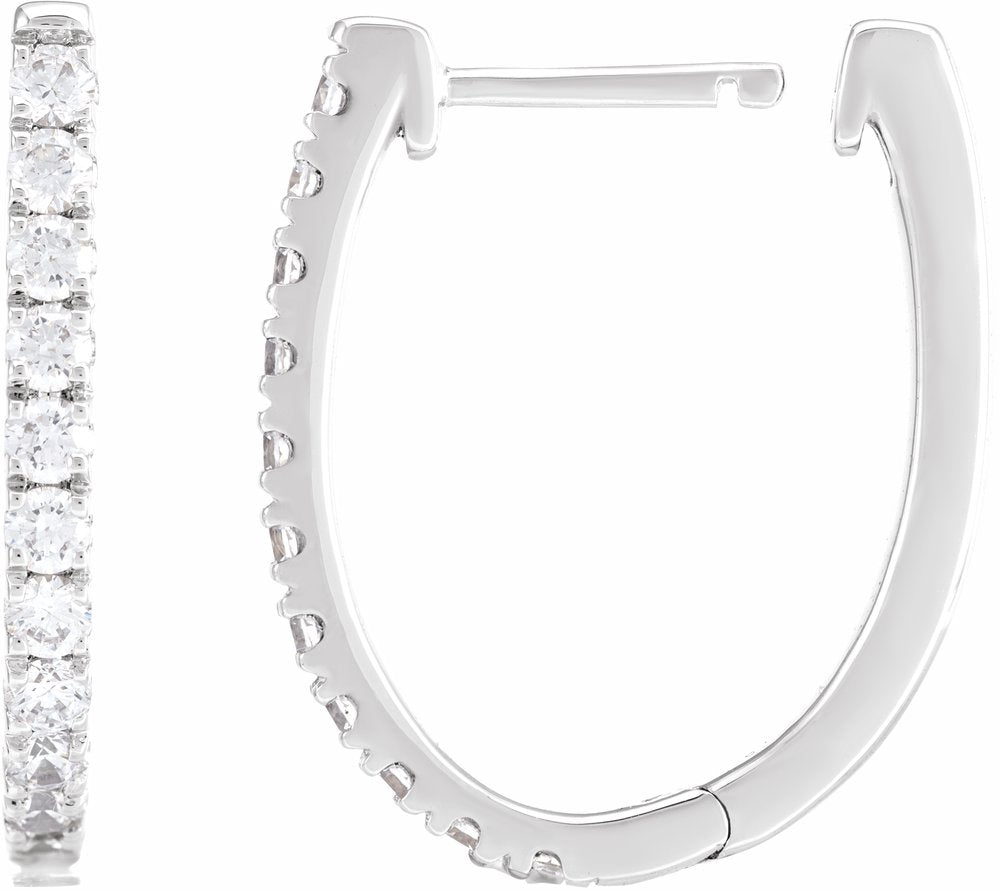 14K White Gold 3/4 CTW Lab-Grown Diamond Hoop Earrings