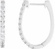 14K White 3/4 CTW Lab-Grown Diamond Hoop Earrings