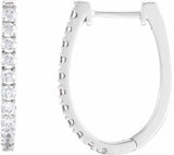 14K White 3/4 CTW Lab-Grown Diamond Hoop Earrings