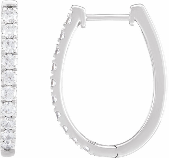 14K White 9/10 CTW Lab-Grown Diamond Hoop Earrings